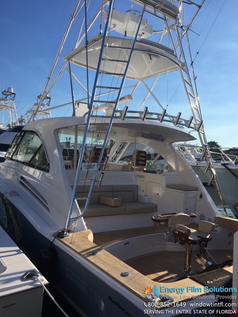 Hatteras window tinting Miami Boat Show 2015
